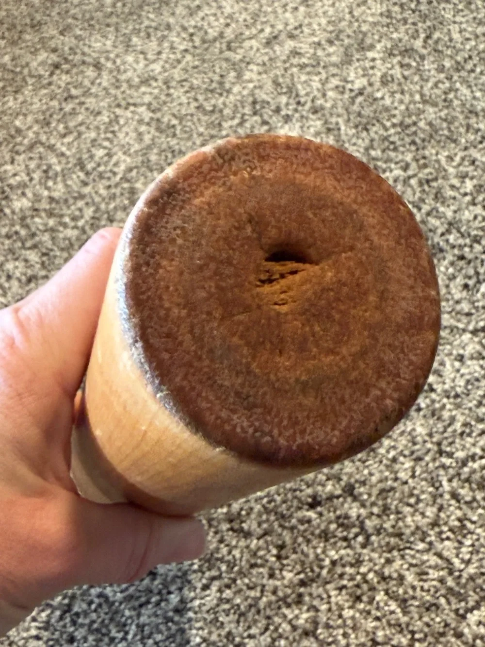 Vintage solid  wood rolling pin one handle antique old kitchen bake